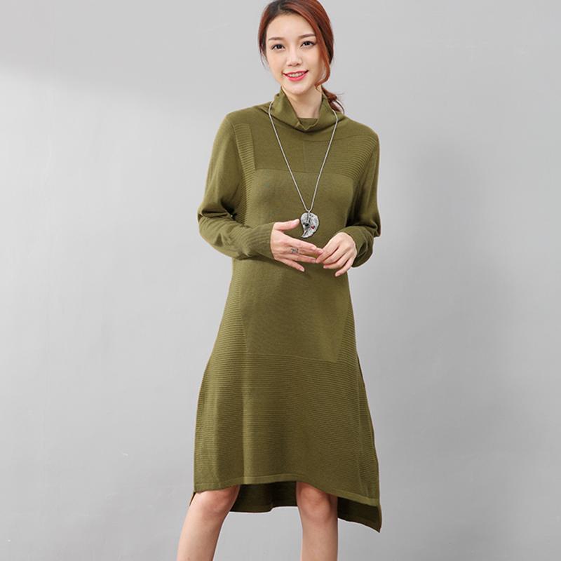 Women Casual Long Sleeve Irregular Hem Slim Dress