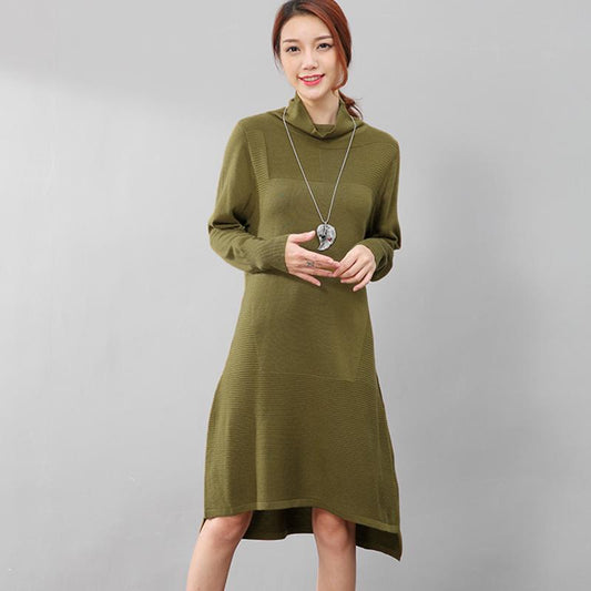 Women Casual Long Sleeve Irregular Hem Slim Dress