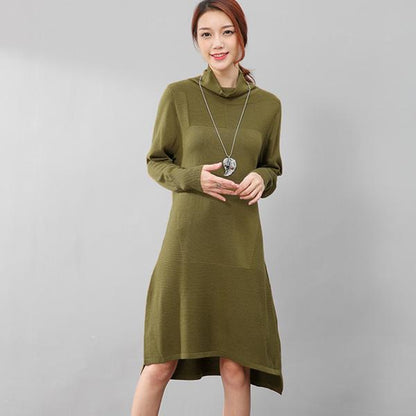 Women Casual Long Sleeve Irregular Hem Slim Gray Dress