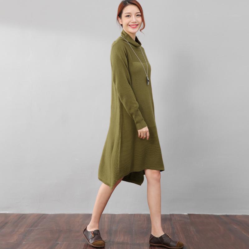 Women Casual Long Sleeve Irregular Hem Slim Dress