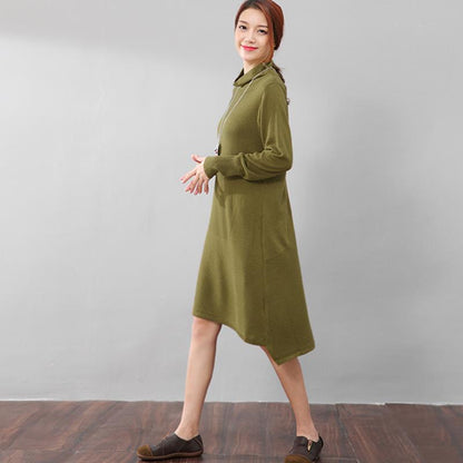 Women Casual Long Sleeve Irregular Hem Slim Dress