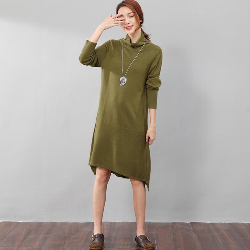 Women Casual Long Sleeve Irregular Hem Slim Dress