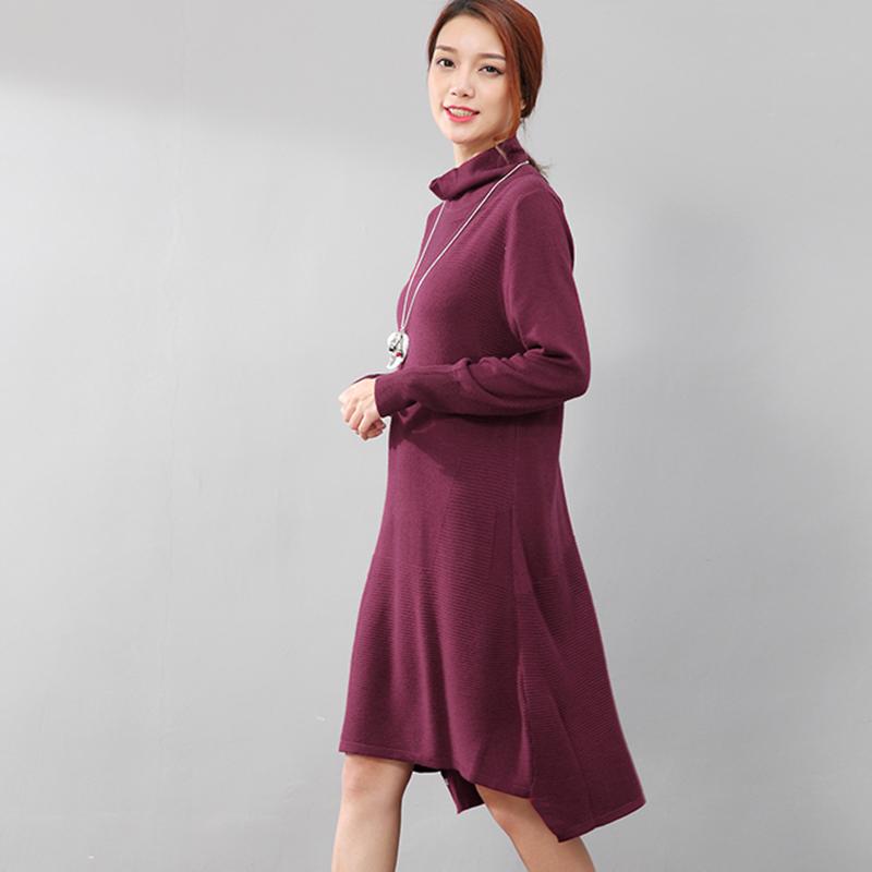 Women Casual Long Sleeve Irregular Hem Slim Dress