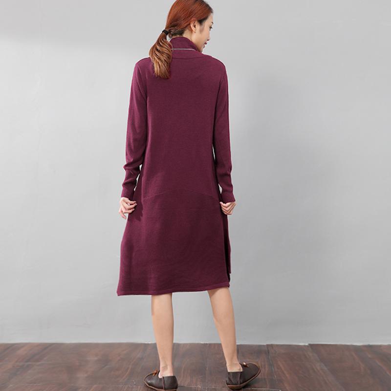 Women Casual Long Sleeve Irregular Hem Slim Dress