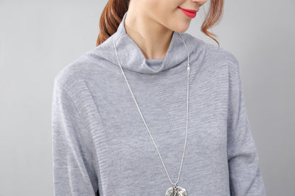 Women Casual Long Sleeve Irregular Hem Slim Gray Dress