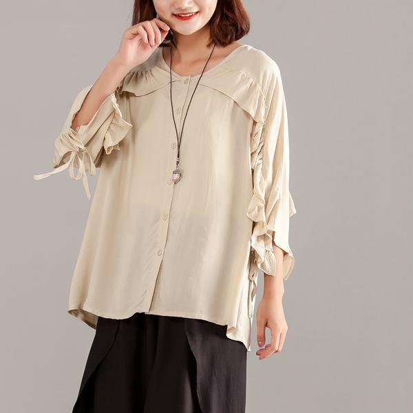 Women Three-quarter Sleeve Black Casual Tops