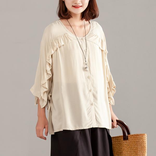 Women Three-quarter Sleeve Black Casual Tops