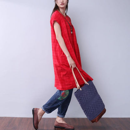 Summer Lattice Women Red Dress