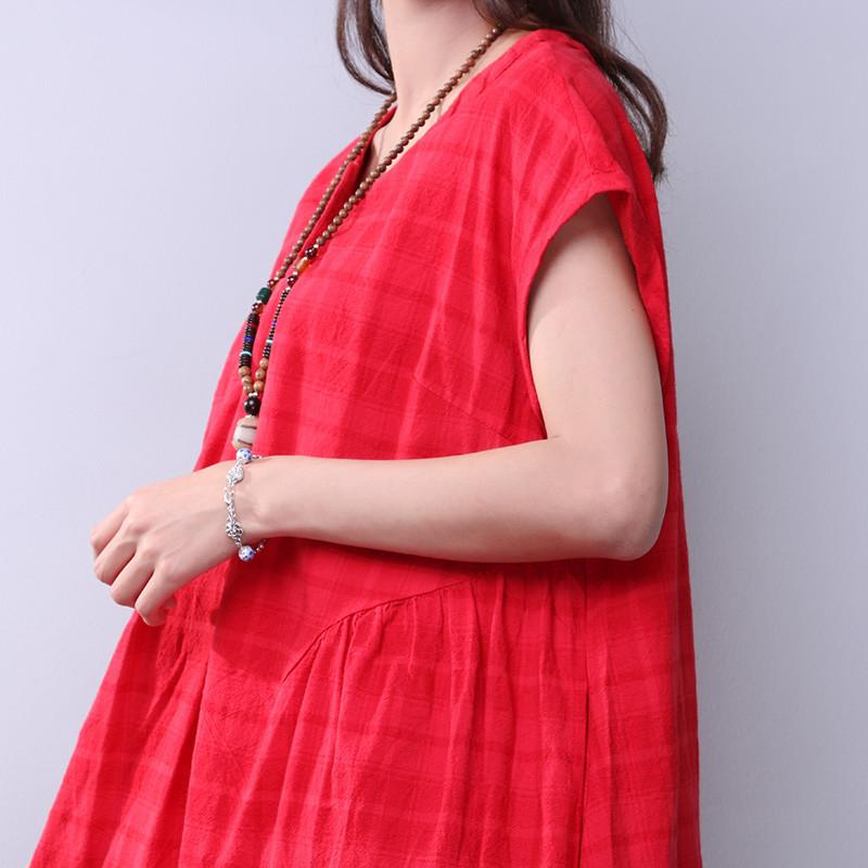 Summer Lattice Women Red Dress
