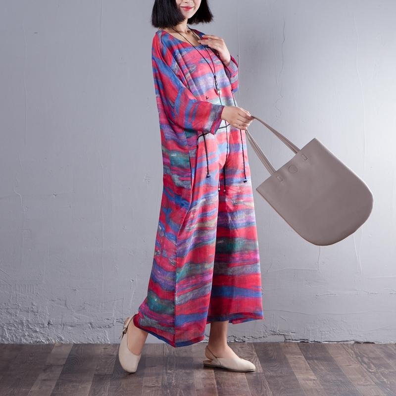 Printed Three Quarter Sleeve Round Neck Women Dress