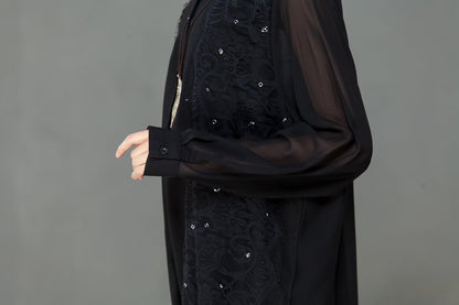 Spring Polo Collar Long Sleeve Women Black Dress