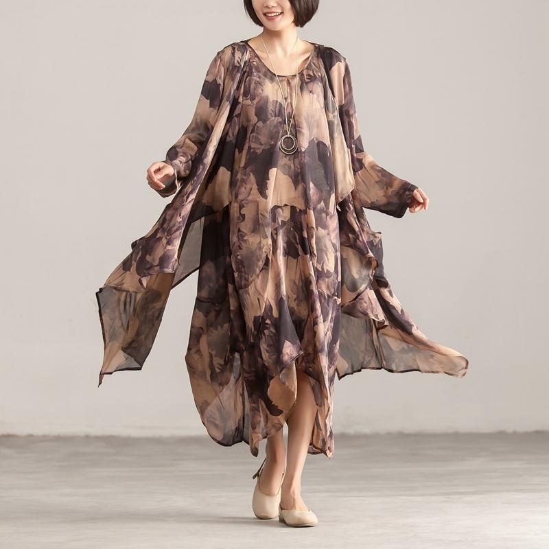 Two Piece Retro Printed Sleeveless Dress Cardigan Coat