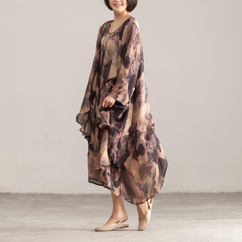 Two Piece Retro Printed Sleeveless Dress Cardigan Coat