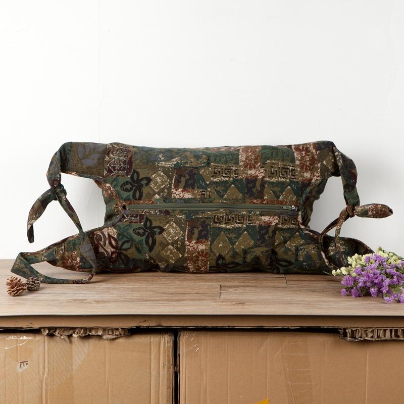 Printed Large Capacity Linen Ethnic Zipper Shoulder Bag