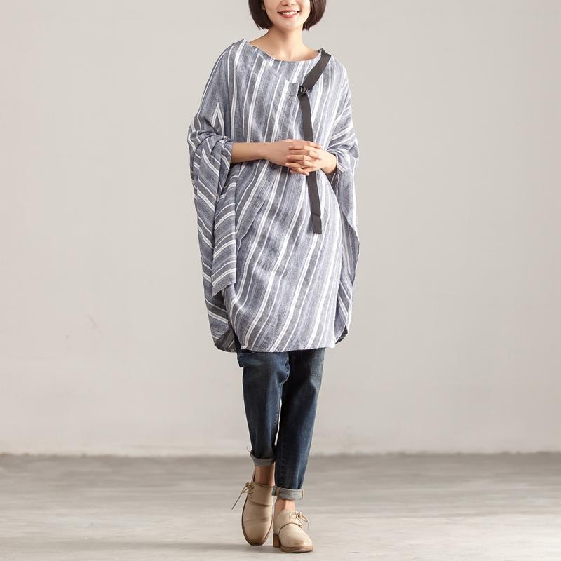 Women Loose Round Neck Stripe Pullover Top