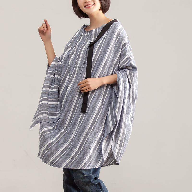 Women Loose Round Neck Stripe Pullover Top