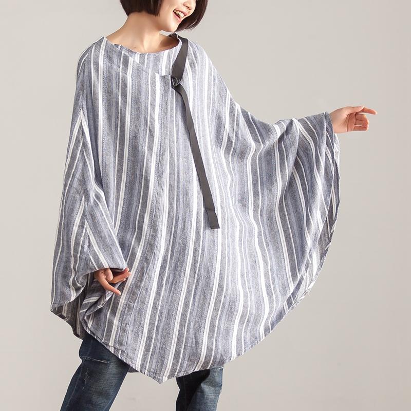 Women Loose Round Neck Stripe Pullover Top