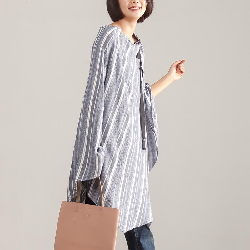 Women Loose Round Neck Stripe Pullover Top