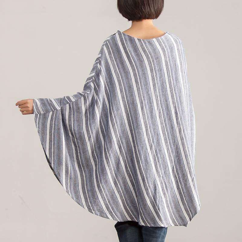Women Loose Round Neck Stripe Pullover Top