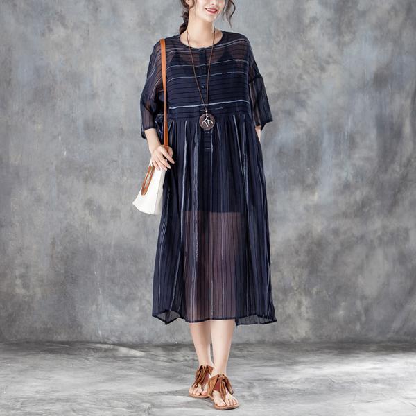 Round Neck Three Quarter Sleeve Pullover Dress
