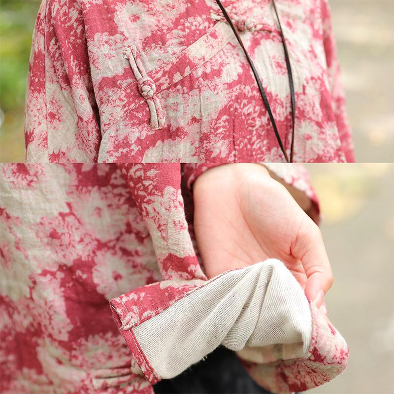Retro Frogs Long Sleeves Autumn Winter Red Women Shirt