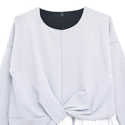 Casual Women Round Neck Long Sleeve Splicing Dress