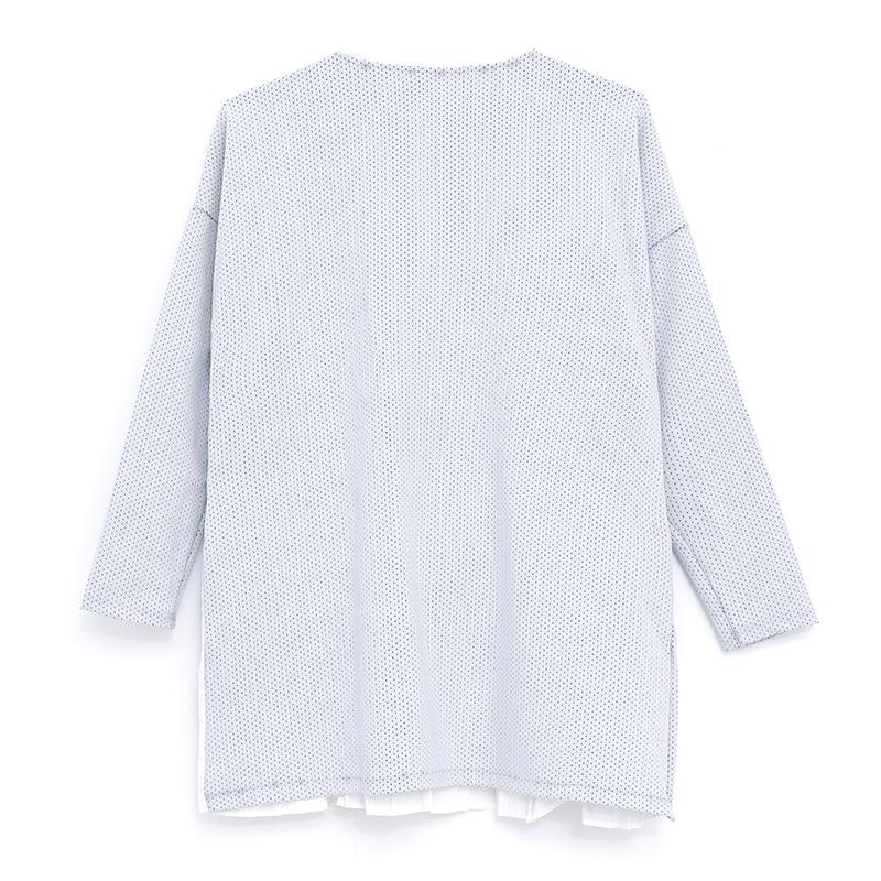 Casual Women Round Neck Long Sleeve Dots Splicing Dress