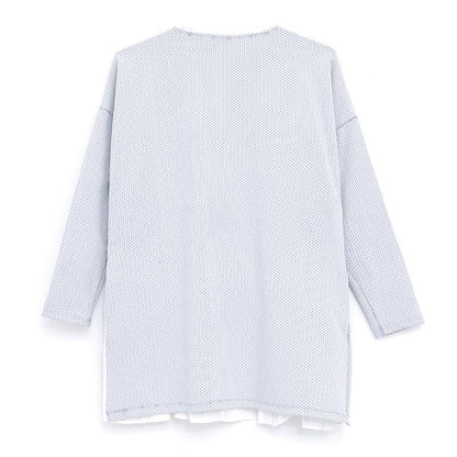 Casual Women Round Neck Long Sleeve Dots Splicing Dress