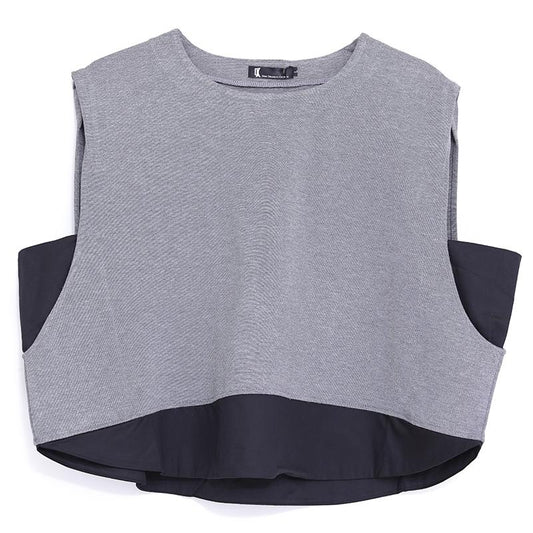 Women's Loose Round Neck Sleeveless Gray Vest