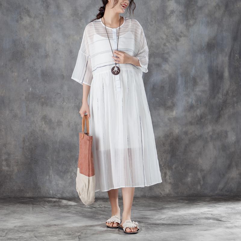 Round Neck Three Quarter Sleeve Pullover Dress