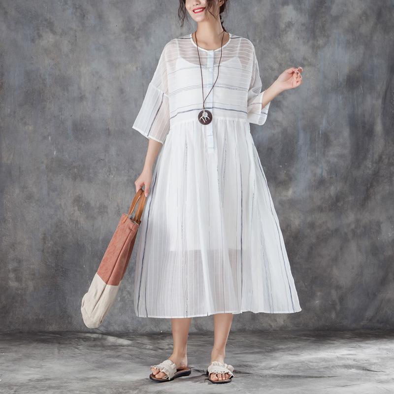 Round Neck Three Quarter Sleeve Pullover Dress