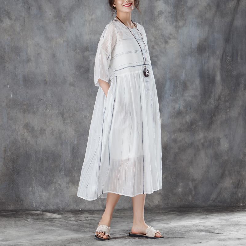 Round Neck Three Quarter Sleeve Pullover Dress