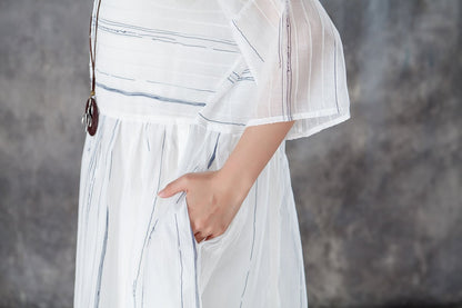 Round Neck Three Quarter Sleeve Pullover Dress