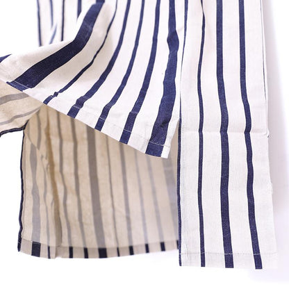Women Summer Round Neck Short Sleeve Stripe Dress