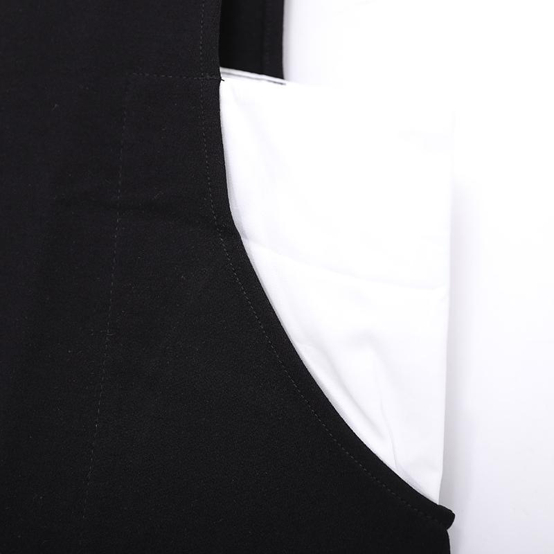 Women's Loose Round Neck Sleeveless Black And White Vest