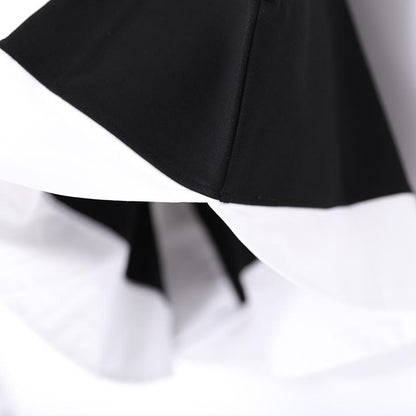 Women's Loose Round Neck Sleeveless Black And White Vest