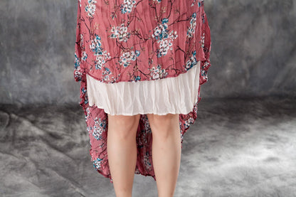 Women Elastic Waist Lining White Pleated Skirts