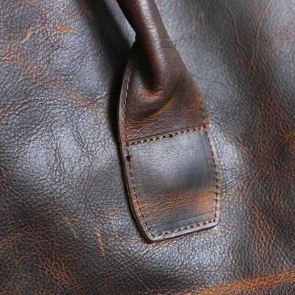 Retro Women Casual Leather Dark Brown Handbag
