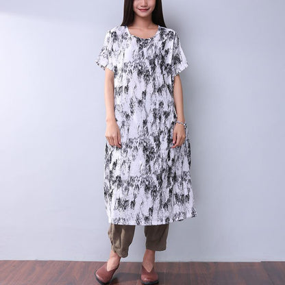 Printing Loose Pocket Women Casual Dress