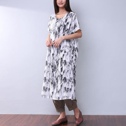 Printing Loose Pocket Women Casual Dress
