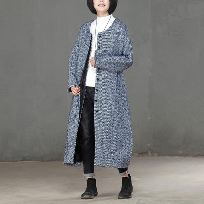 Winter Women Single Breasted Wool Polyester Long Coat