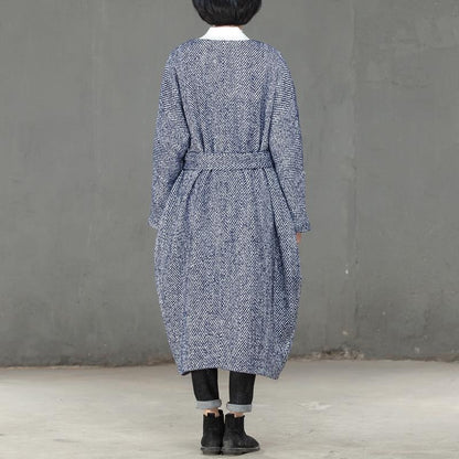 Winter Women Single Breasted Wool Polyester Long Coat