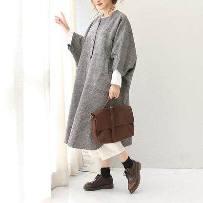 Autumn Winter Women Loose Shoulder Sleeve Overcoat