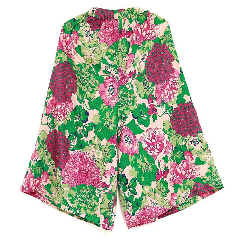 Women Loose Colorful Printing Elastic Waist Linen Pants