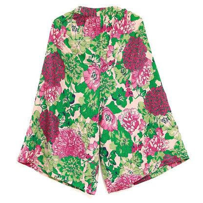 Women Loose Colorful Printing Elastic Waist Linen Pants