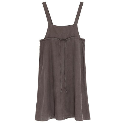 Cotton Women Lacing Suspender Skirt Casual Loose Dress