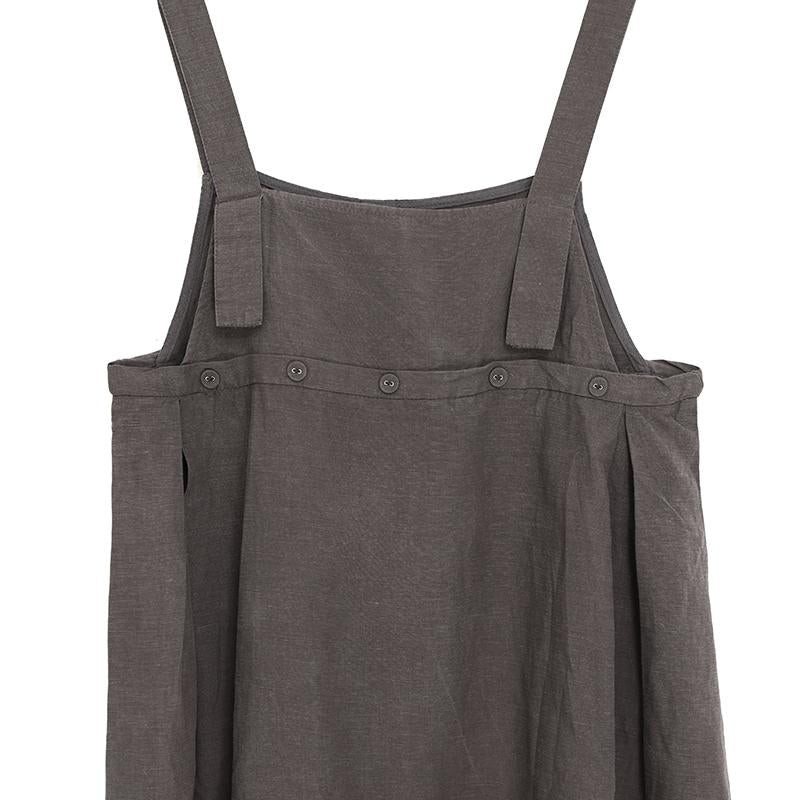 Cotton Women Lacing Suspender Skirt Casual Loose Dress