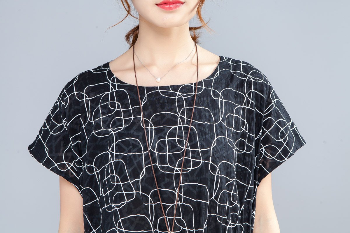 Irregular Round Neck Short Sleeve Casual Women Dress