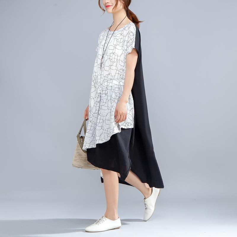 Irregular Round Neck Short Sleeve Casual Women Dress