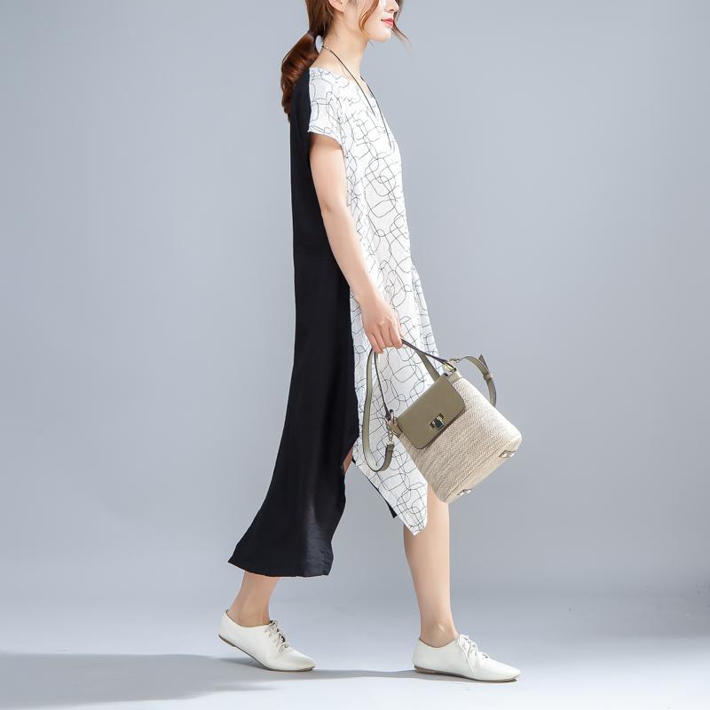 Irregular Round Neck Short Sleeve Casual Women Dress